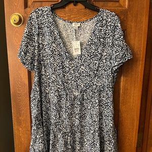 J. Crew XL NWT Blue/White Floral Tiered Dress